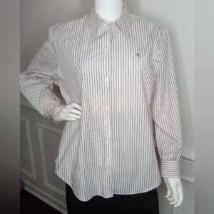 Lauren Ralph Lauren Pink, White & Black Button Up Shirt, Sz. XL